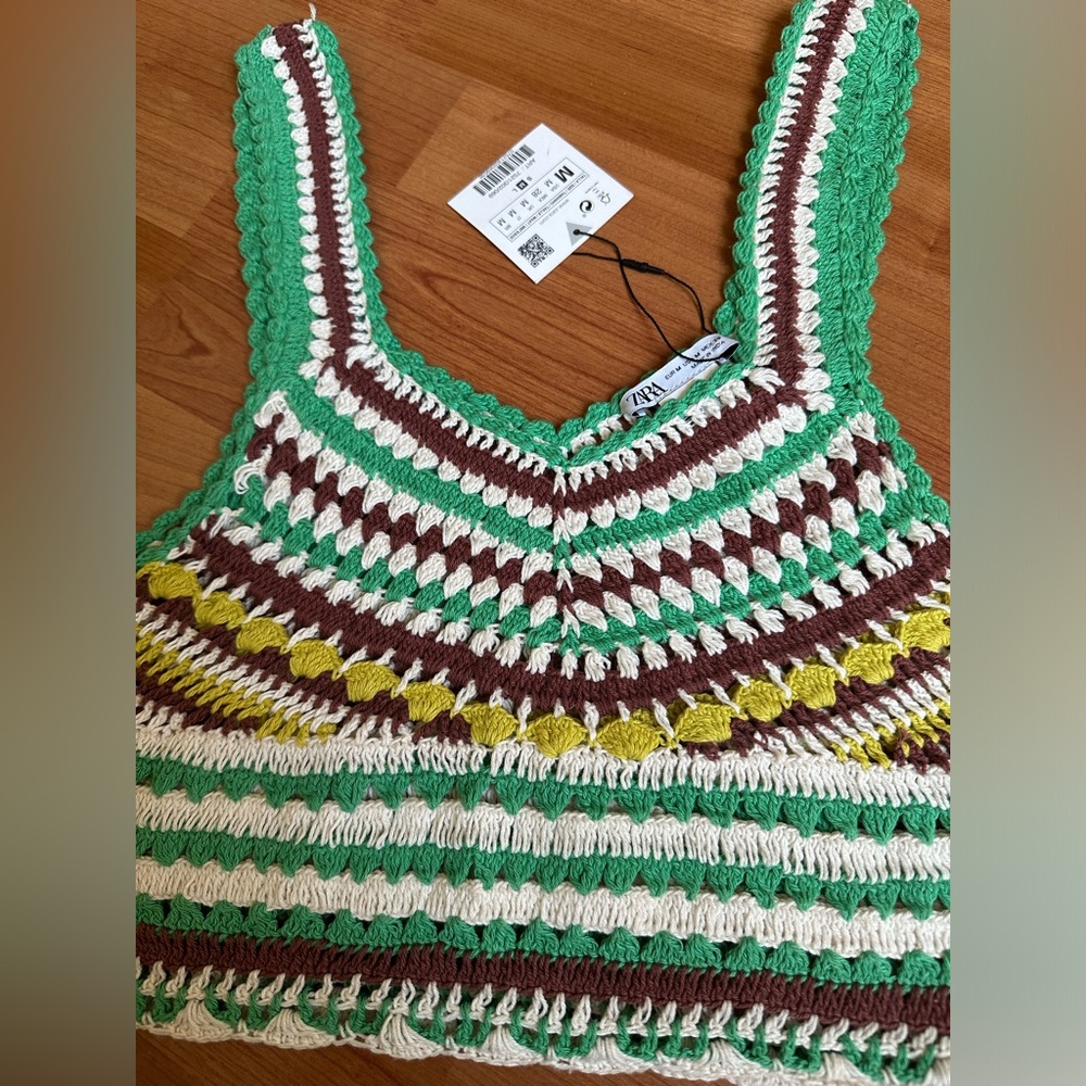 Zara crocheted multicolor crop top